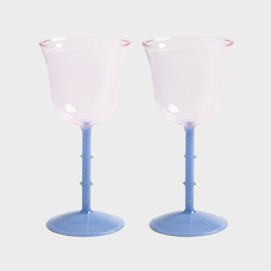 &Klevering - Lot de 2 verres à vin à pois roses