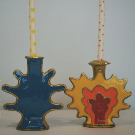 Bougeoirs Artistiques en Céramique – Design Pop et Coloré